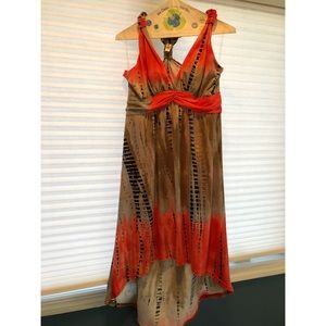 Red and gray high low dress from Shoreline